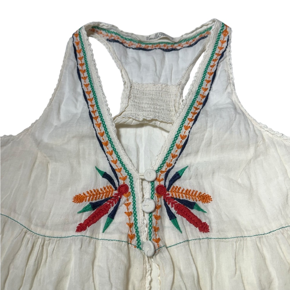 Vanilla Star Boho Bohemian Split Front Button Down Sleeveless Tank Top small - Picture 8 of 12